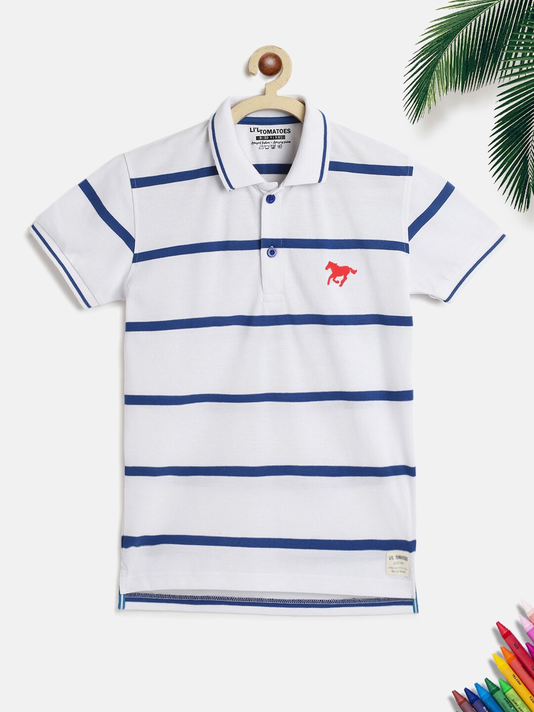 

Lil Tomatoes Boys White Striped Polo Collar T-shirt