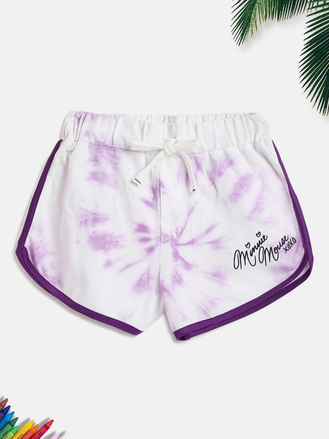 

Lil Tomatoes Girls Purple Printed Minnie Mouse Cotton Outdoor Shorts