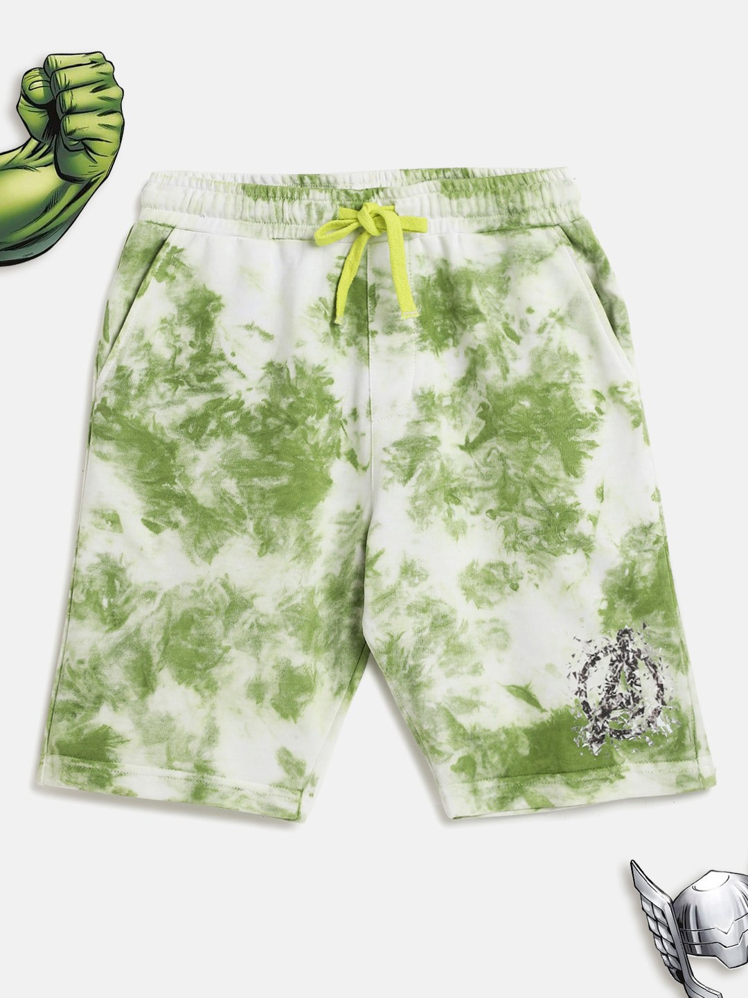 

Lil Tomatoes Teen Boys Olive Green Avengers Printed Outdoor Cotton Shorts