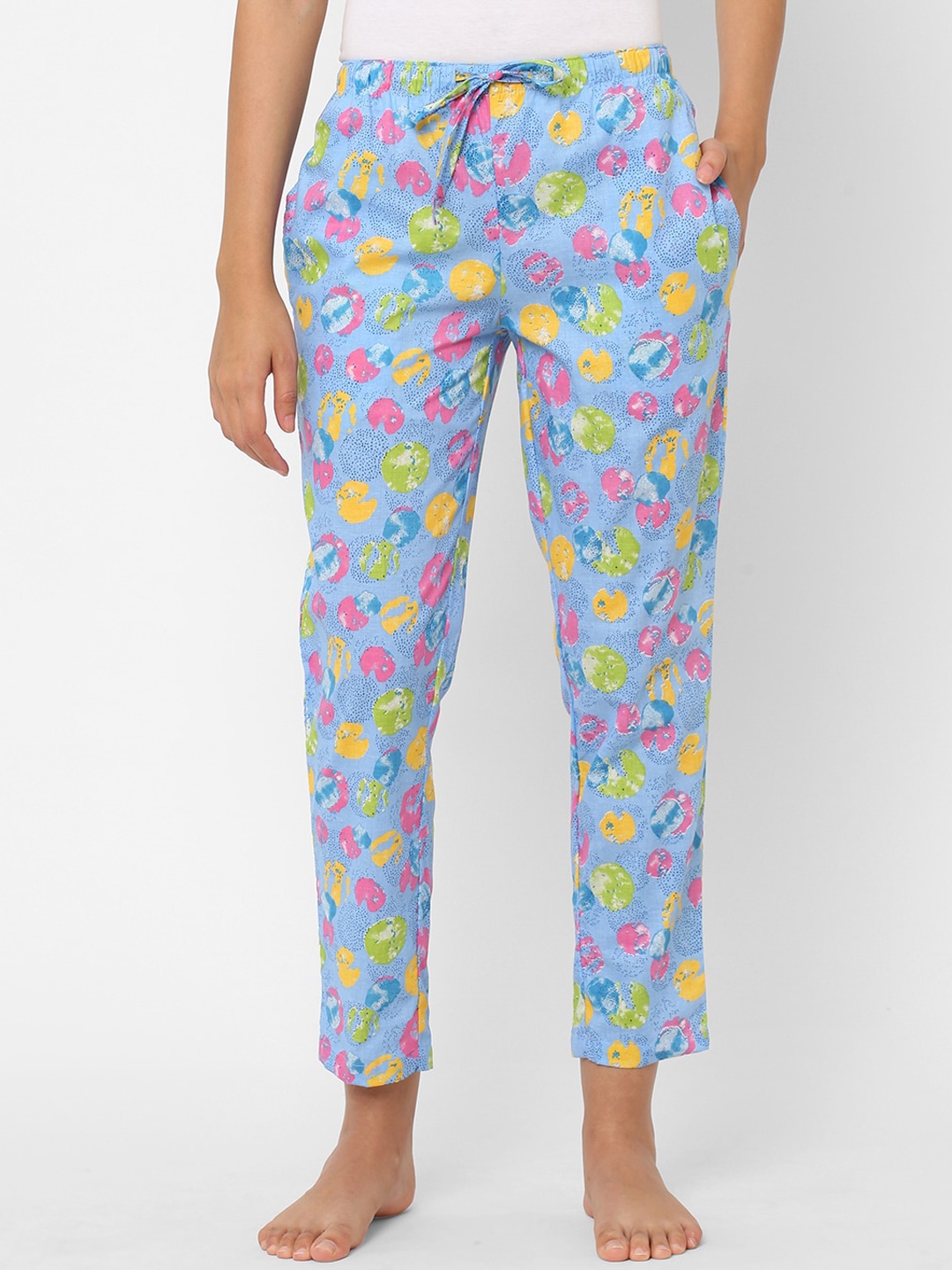 

URBAN SCOTTISH Women Blue Printed Cotton Lounge Pant
