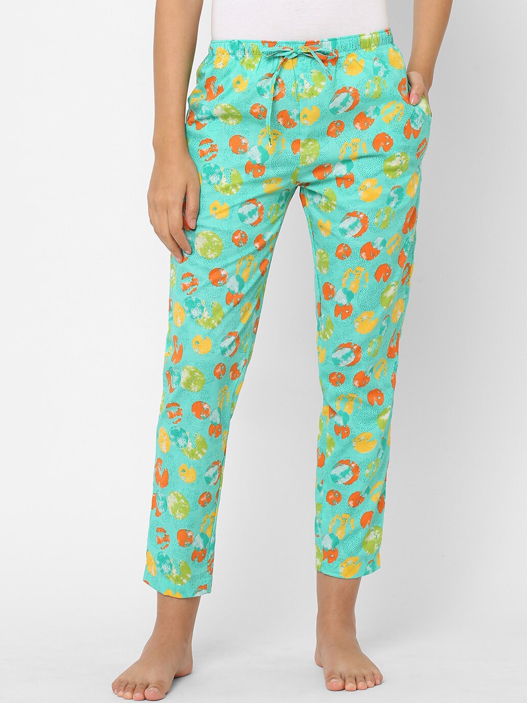 

URBAN SCOTTISH Women Green Printed Pure Cotton Lounge Pant