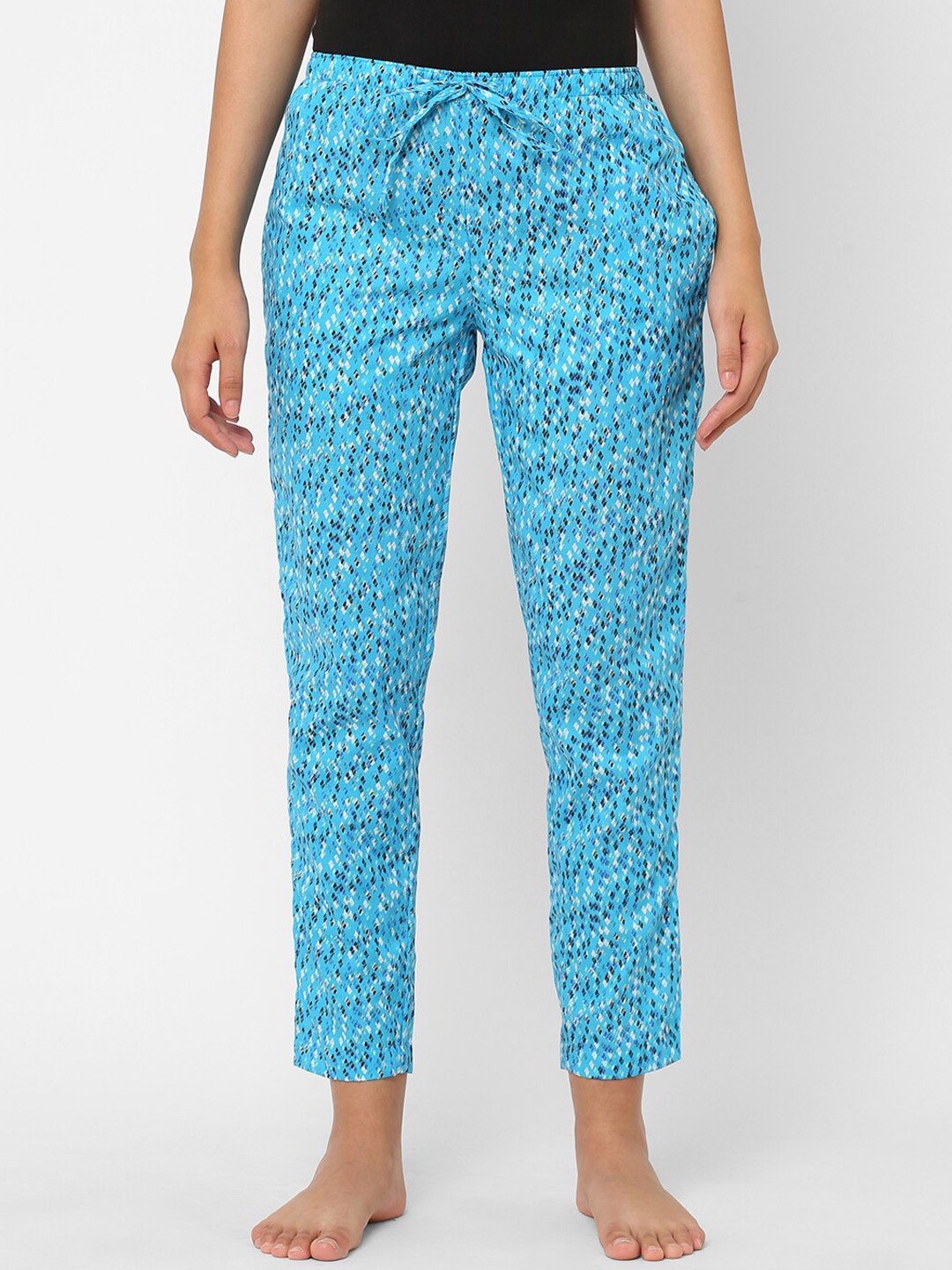 

URBAN SCOTTISH Women Blue Printed Pure Cotton Lounge Pants