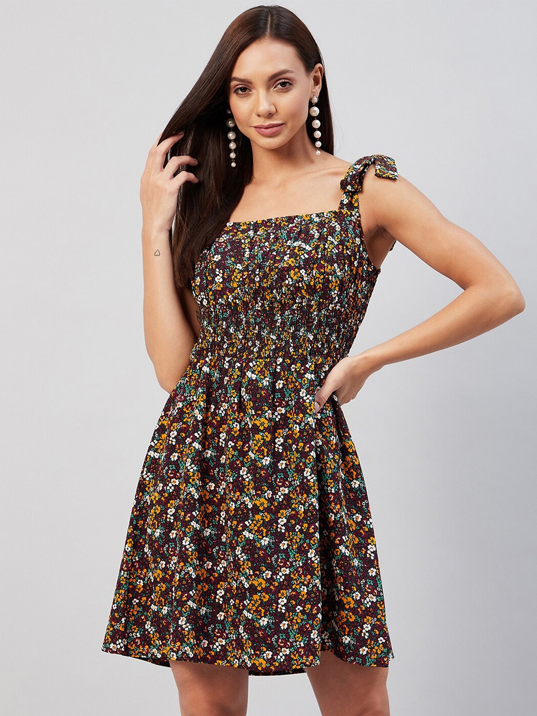 

Carlton London Maroon Floral Dress