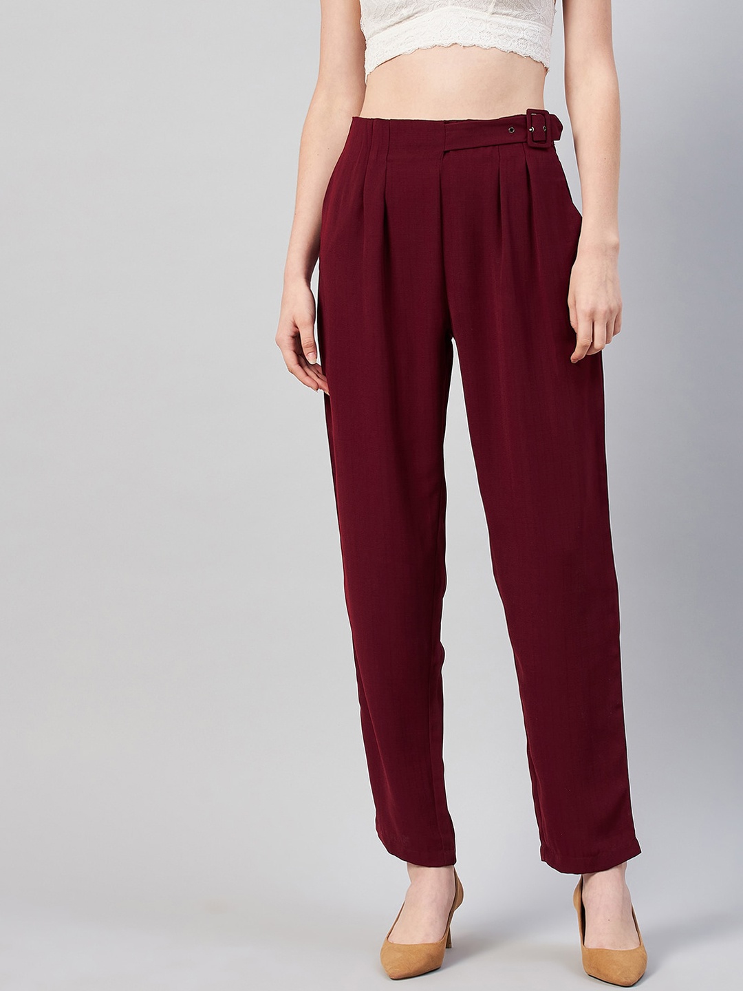 

Marie Claire Women Maroon Pleated Trousers