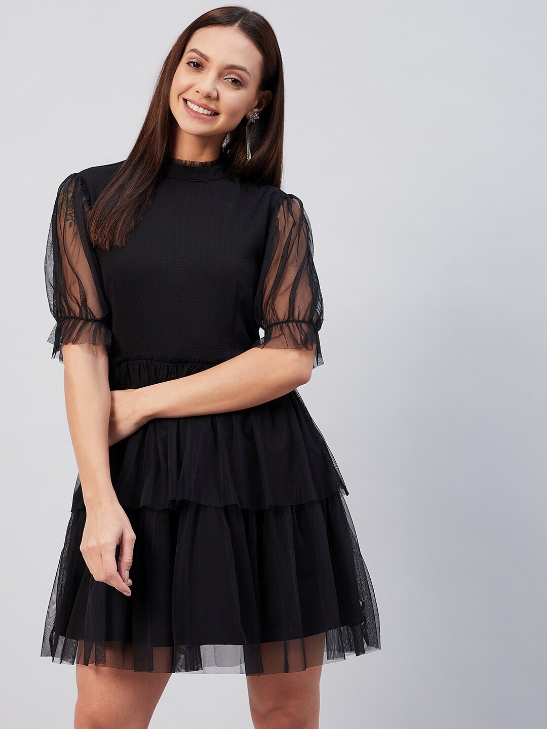 

RARE Black Net Tulle A-Line Dress
