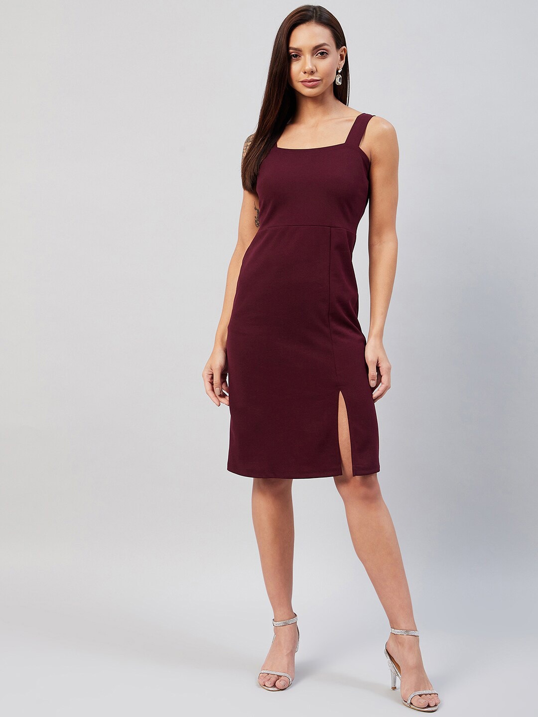 

RARE Burgundy Shoulder Straps Sheath Dress