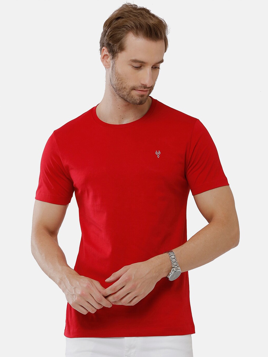 

Classic Polo Men Red Slim Fit Cotton T-shirt