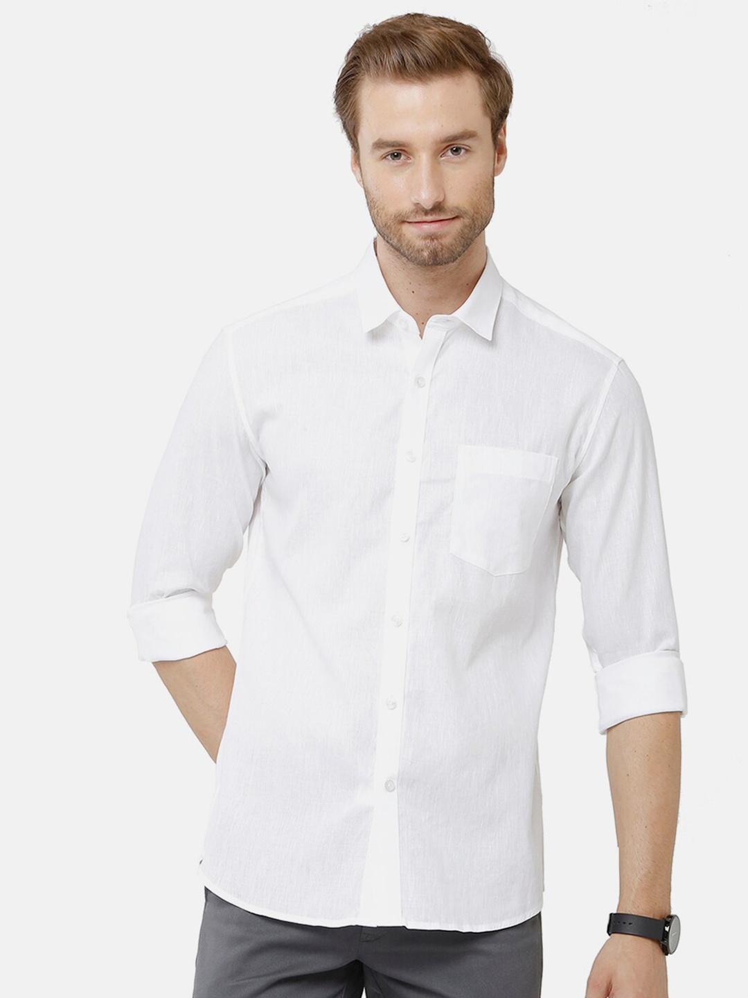 

Classic Polo Men White Solid Classic Casual Shirt