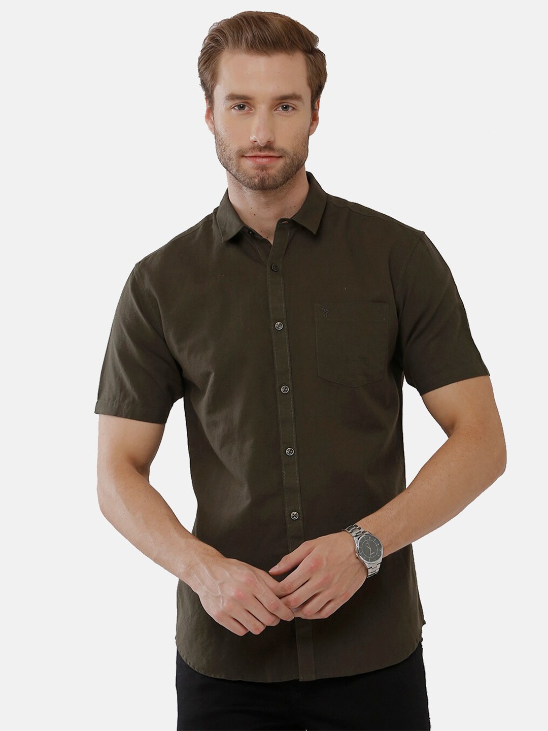 

Classic Polo Men Green Classic Cotton Casual Shirt