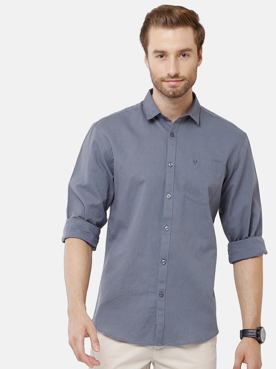 

Classic Polo Men Grey Classic Casual Cotton Shirt