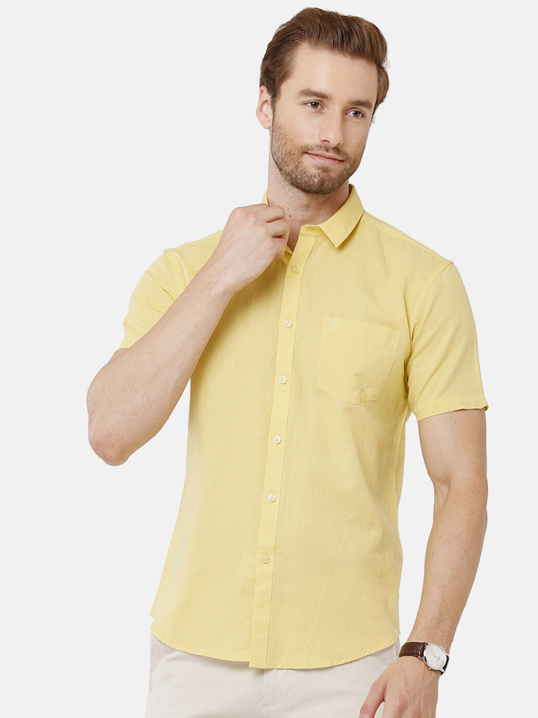 

Classic Polo Men Yellow Classic Cotton Casual Shirt