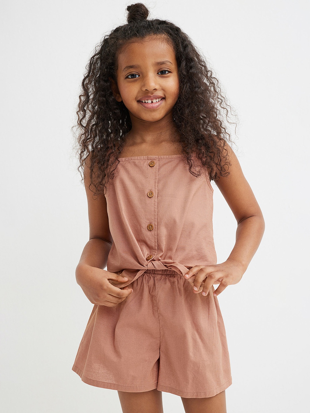 

H&M Girls Rose Pink Solid Cotton 2-Piece Set