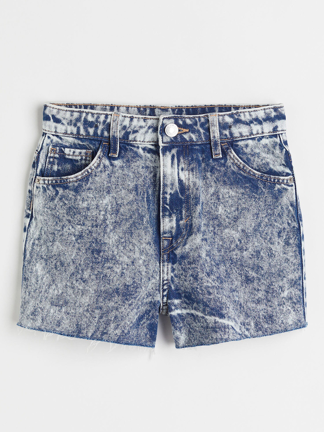 

H&M Girls Blue Pure Cotton Relaxed Fit High Denim Shorts