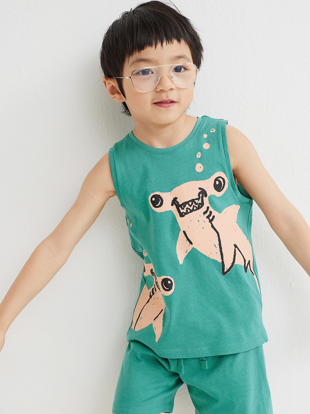 

H&M Boys Turquoise Blue 3-Piece Printed Jersey Set