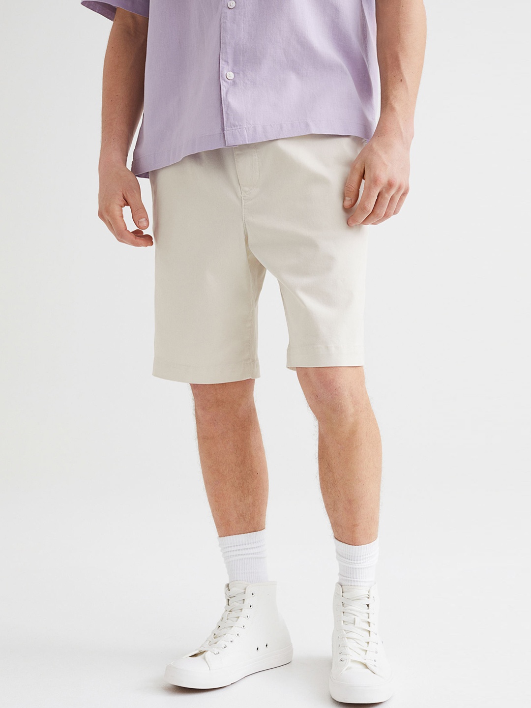 

H&M Men Beige Relaxed Fit Cotton Shorts
