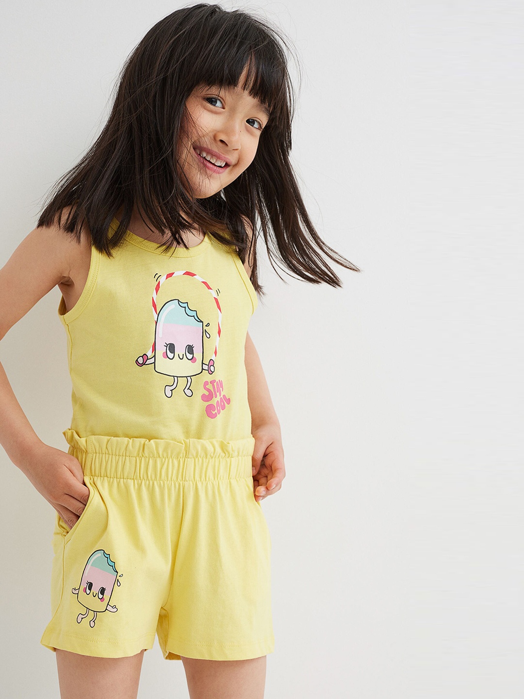 

H&M Girls Yellow Cotton Jersey Shorts