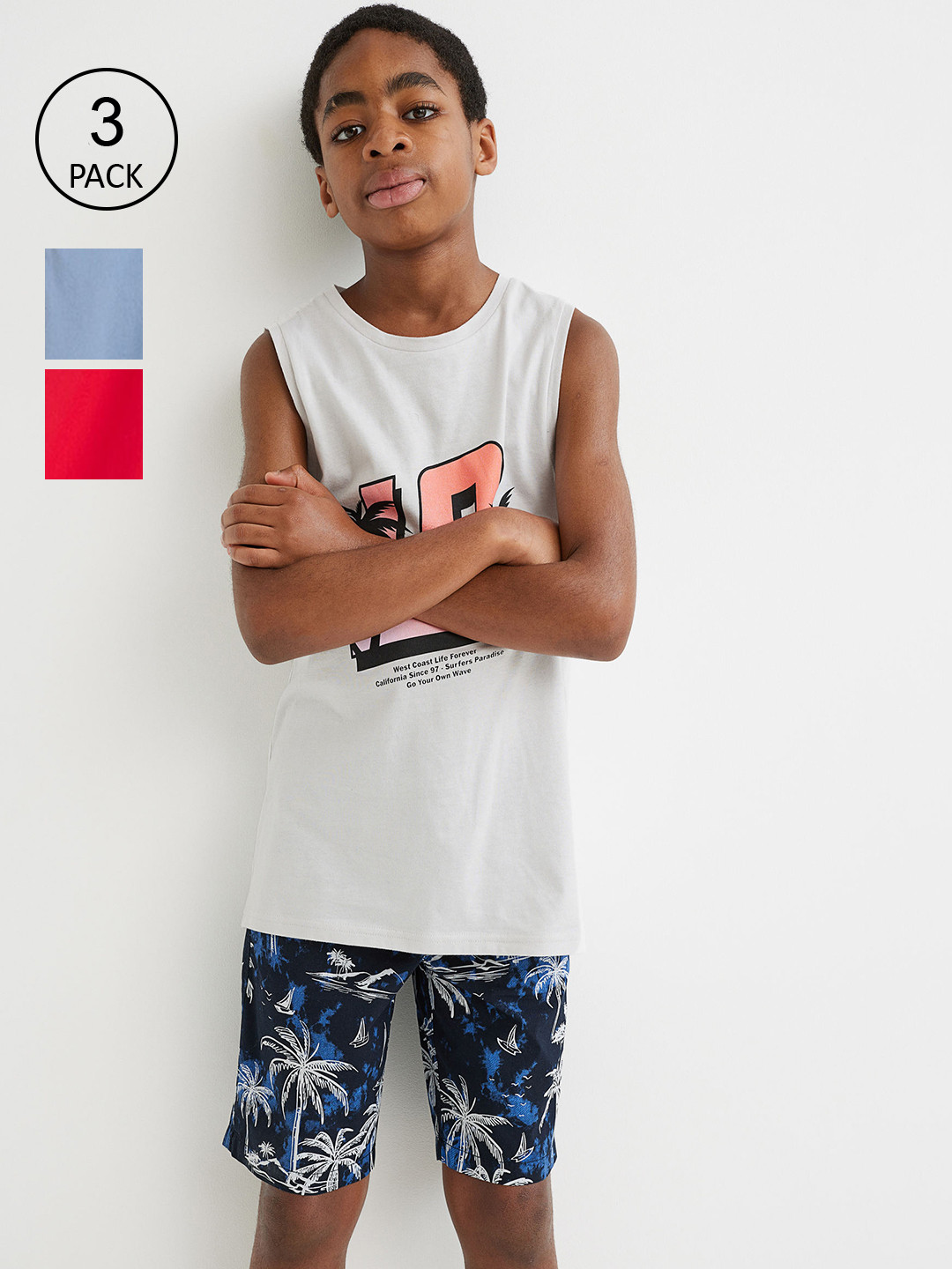 

H&M Boys 3-Pack Cotton Shorts, Blue