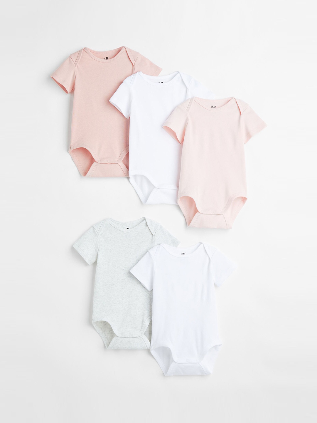

H&M Boys 5 Pack Grey & Pink Bodysuits