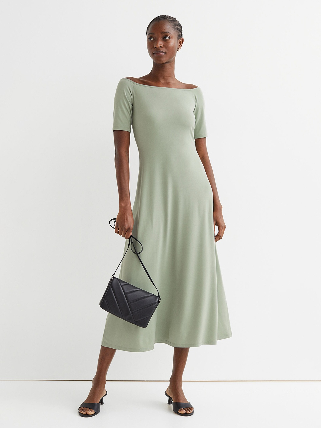 

H&M Green Off-The-Shoulder Dress