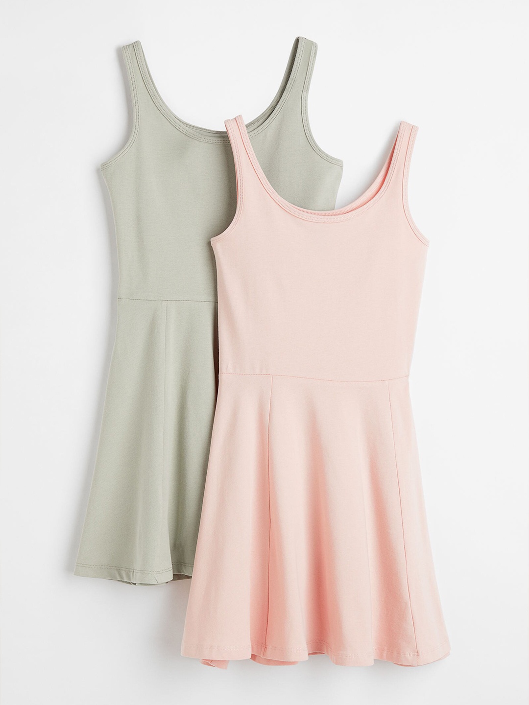 

H&M Girls 2 Pack Jersey Dresses, Green