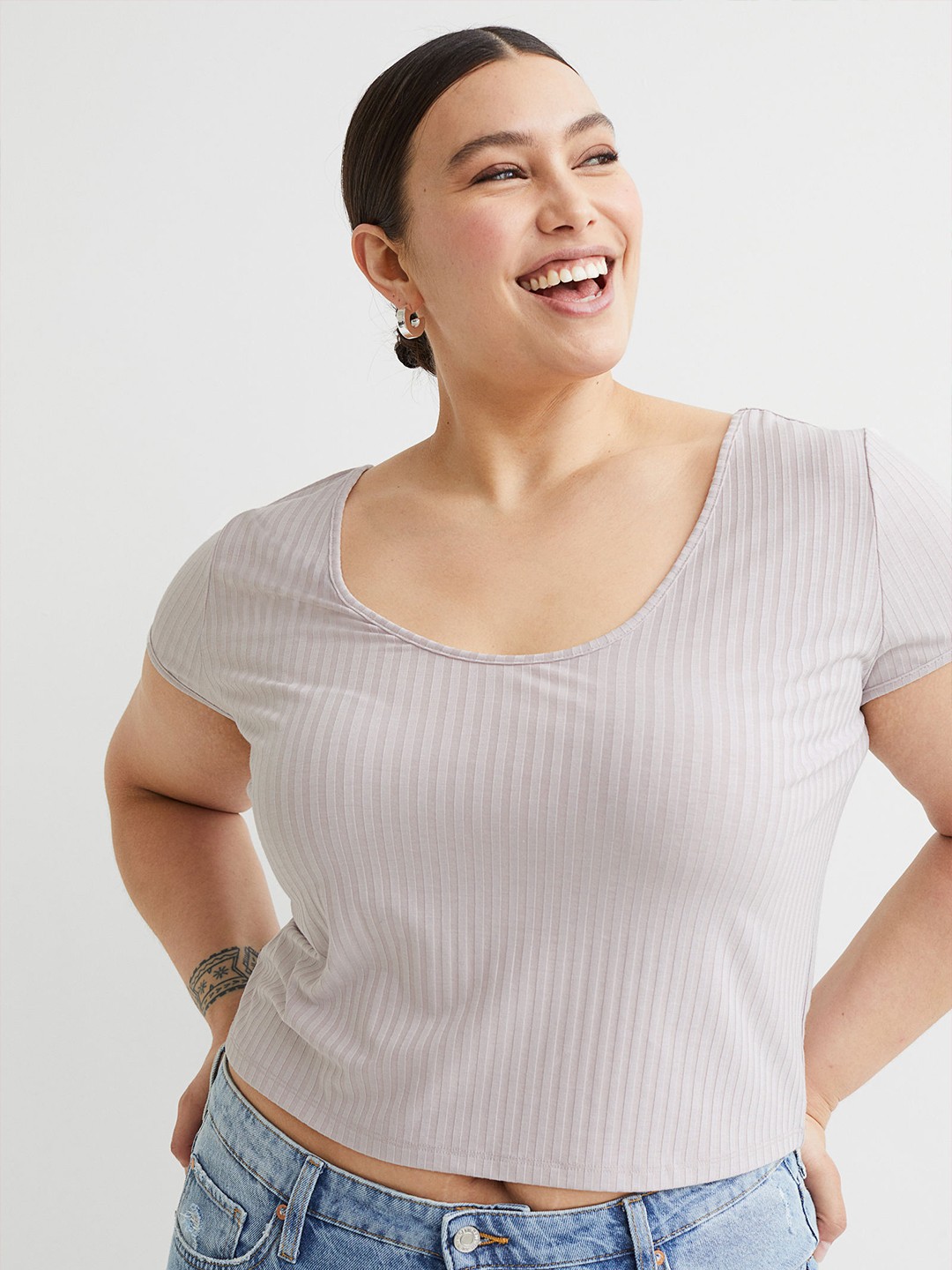 

H&M+ Purple Fitted Jersey Top