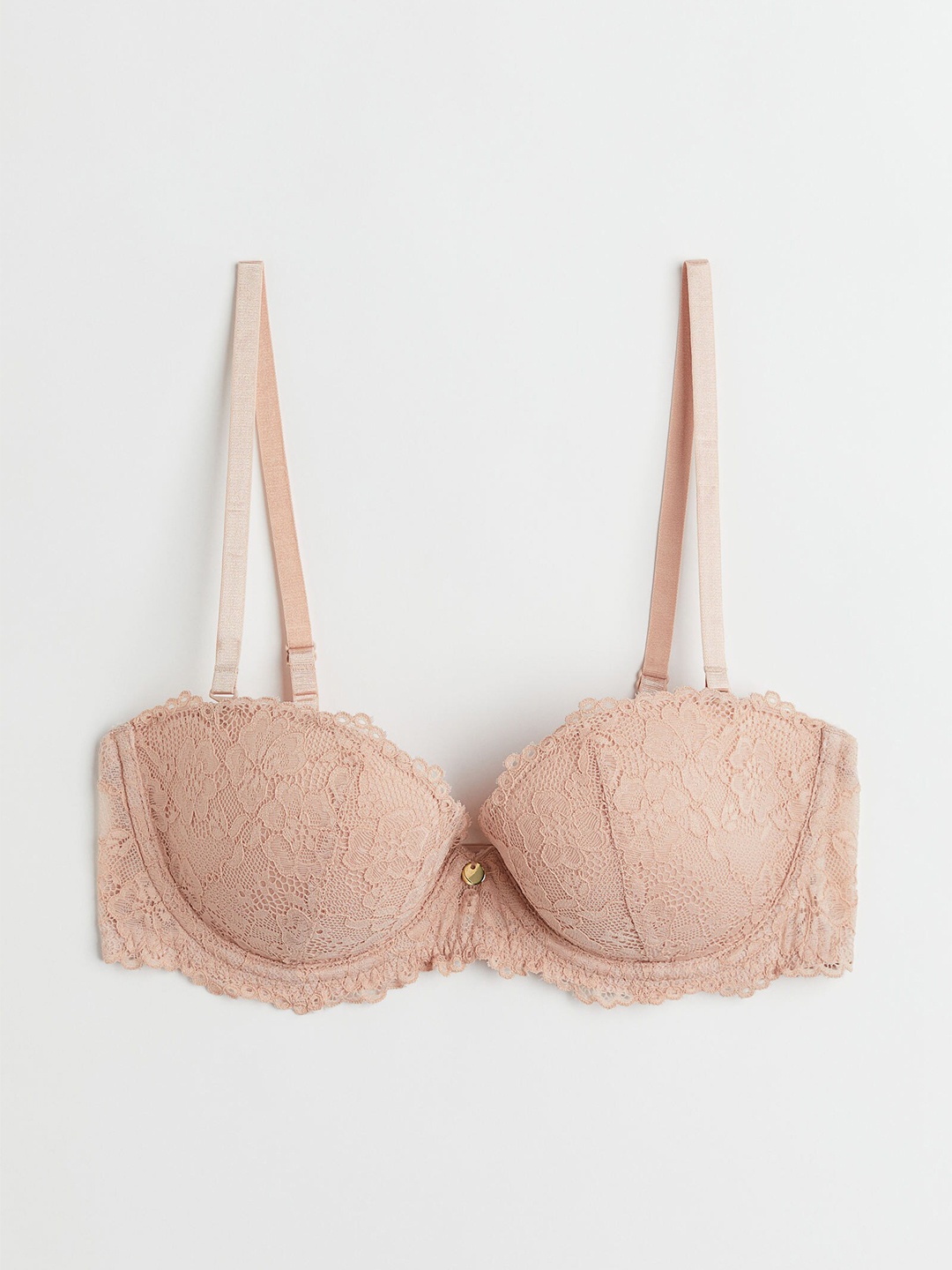 

H&M Rose Pink Padded Lace Balconette Bra 1062606004