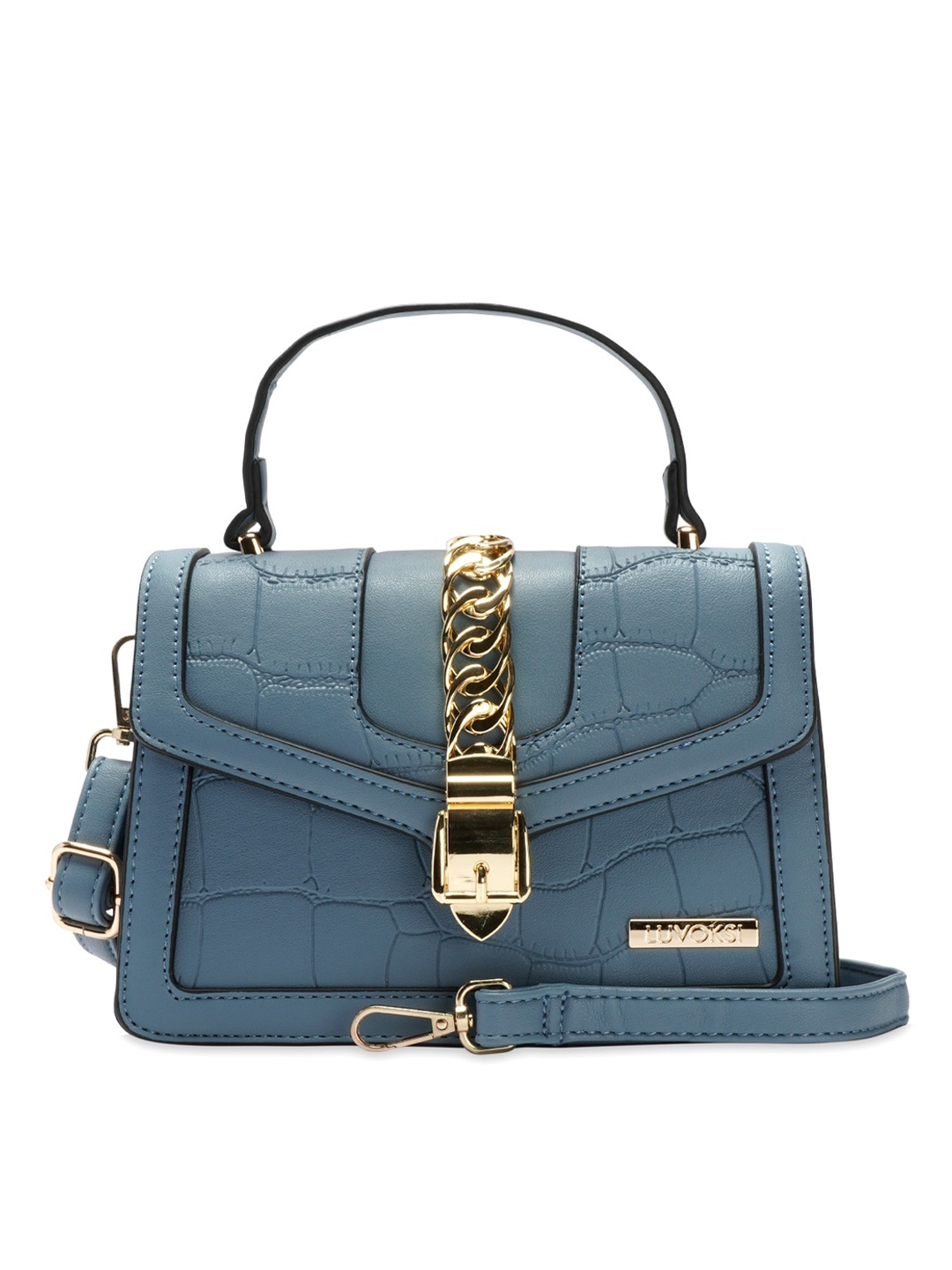 

Luvoksi Blue Textured PU Structured Satchel