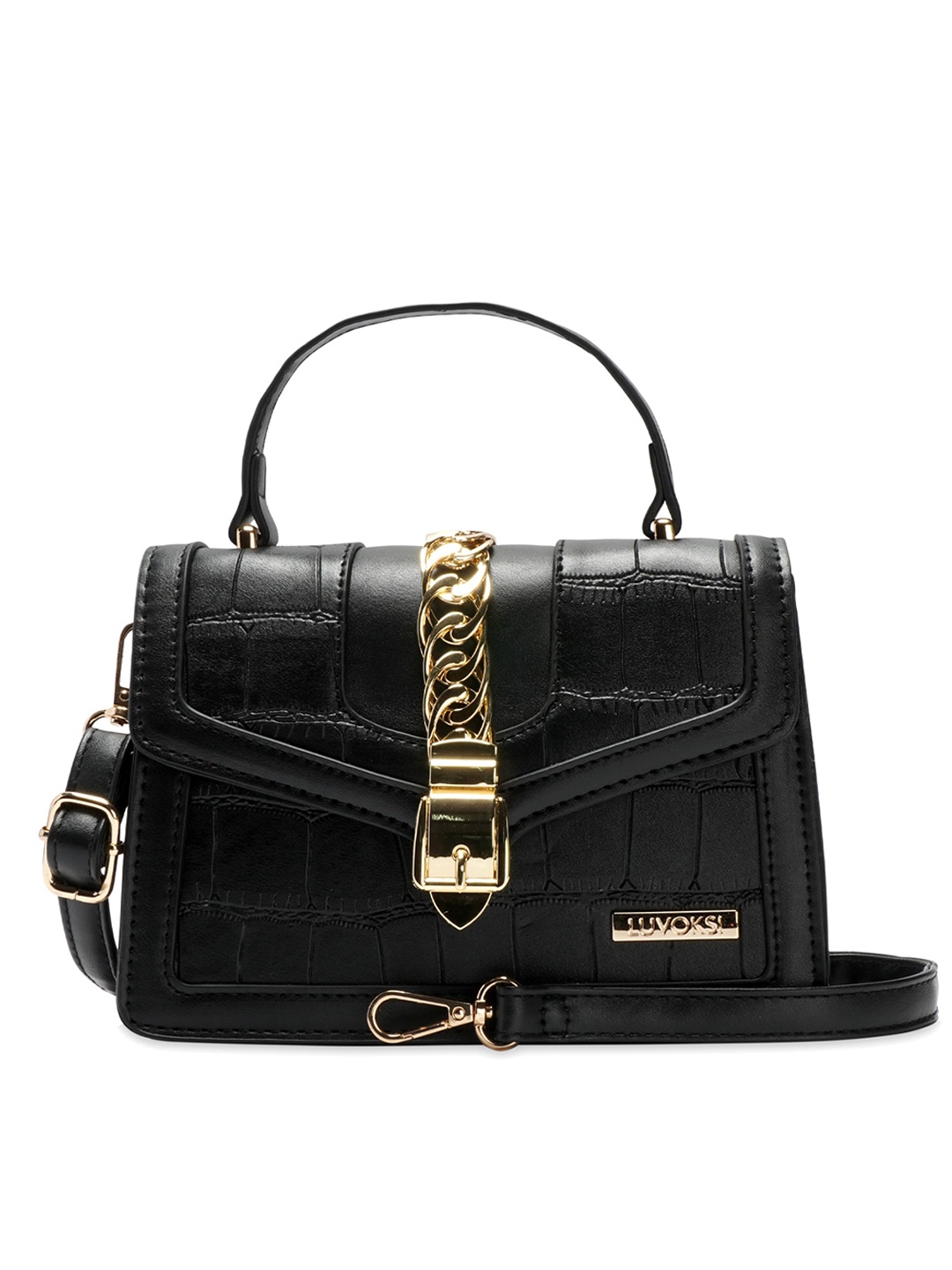 

Luvoksi Black Textured PU Structured Satchel