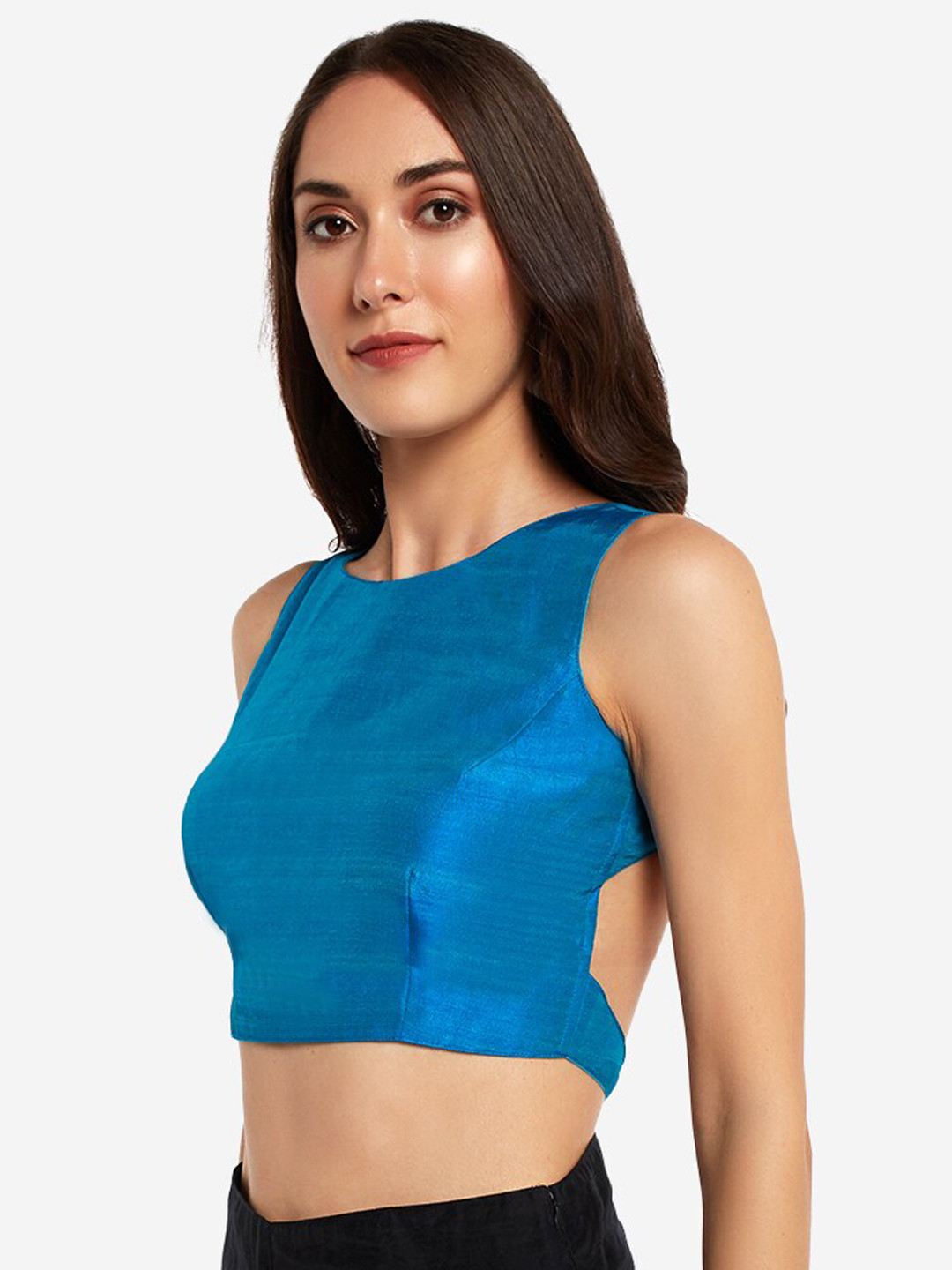 

Desi Weavess Women Blue Solid Saree Blouse