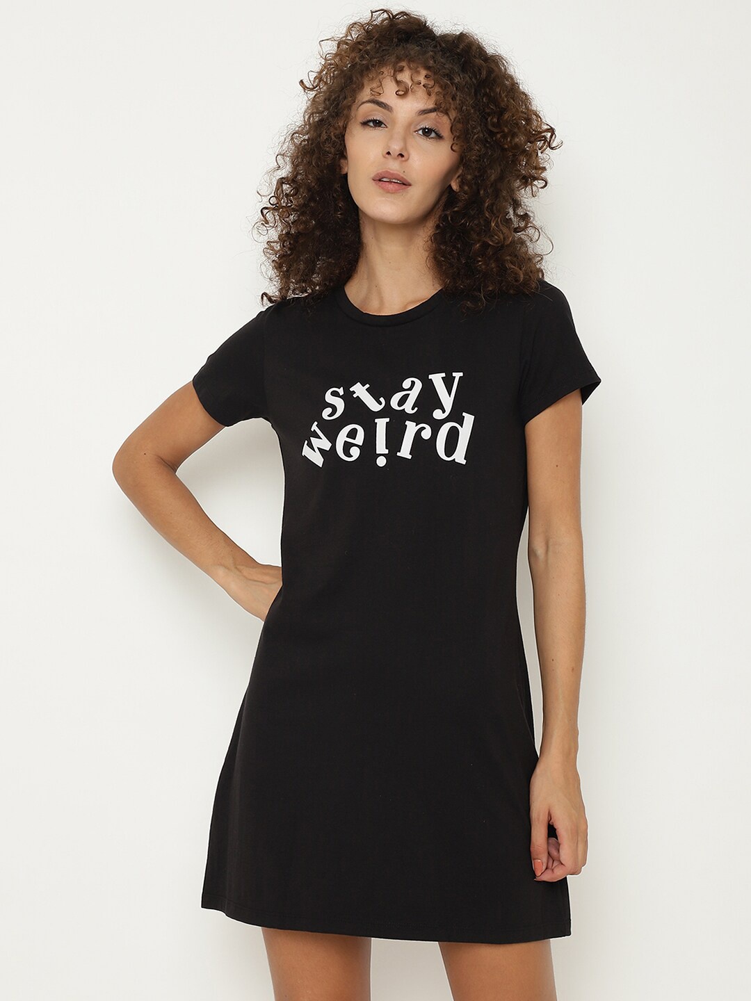 PERFKT-U Women Black Typography Printed Antimicrobial T-shirt