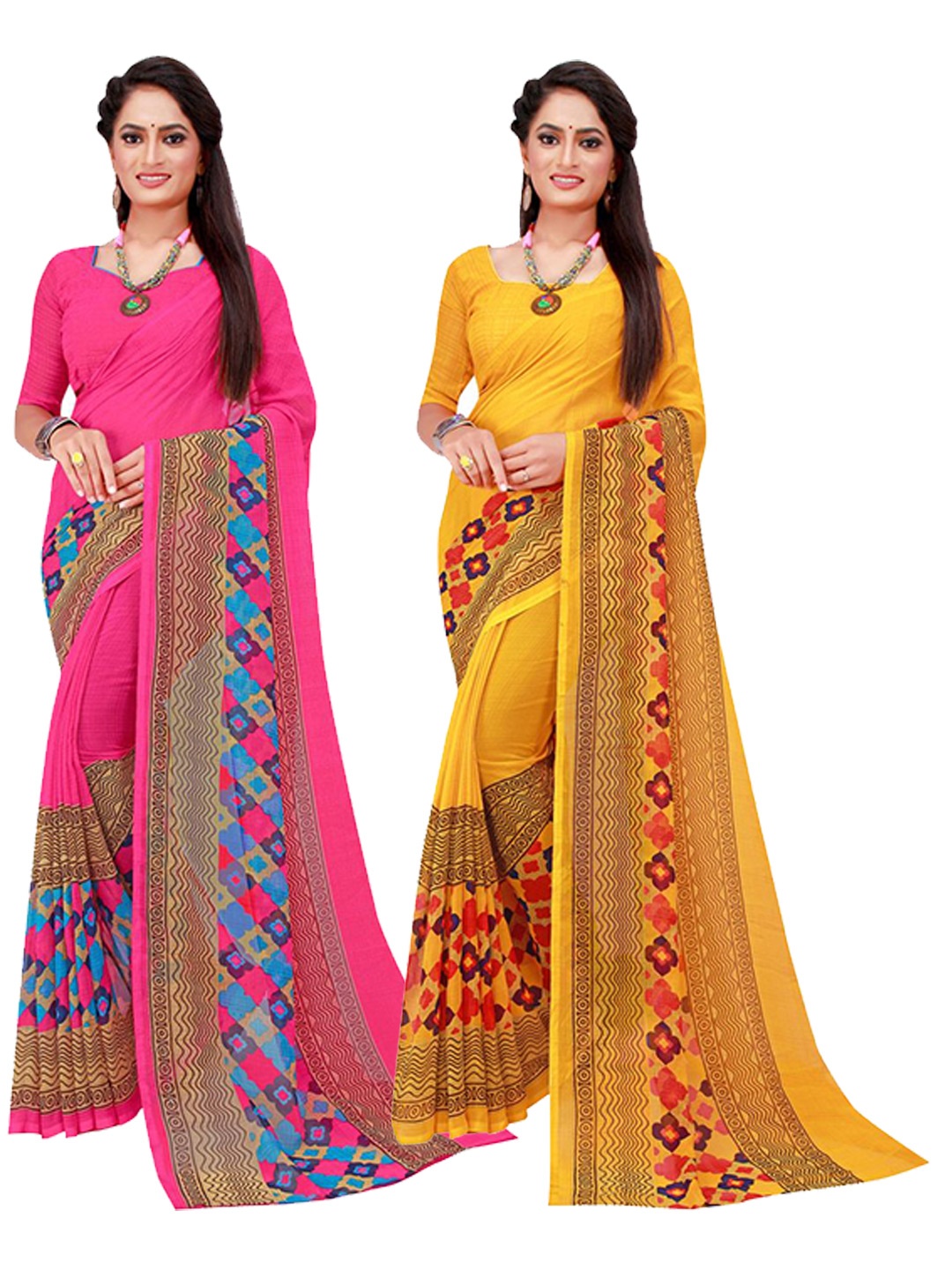 

SAADHVI Pack Of 2 Pure Georgette Sarees, Pink