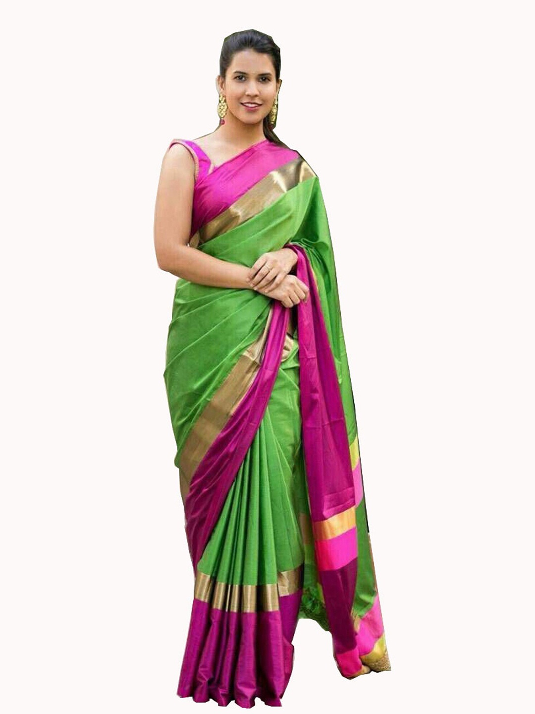 

Yashika Pink & Purple Zari Silk Cotton Ilkal Saree