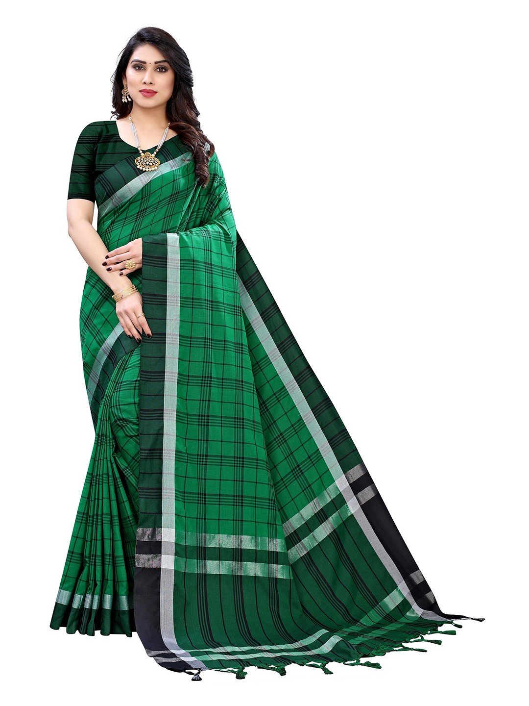 

Yashika Green Woven Design Zari Silk Cotton Ilkal Saree