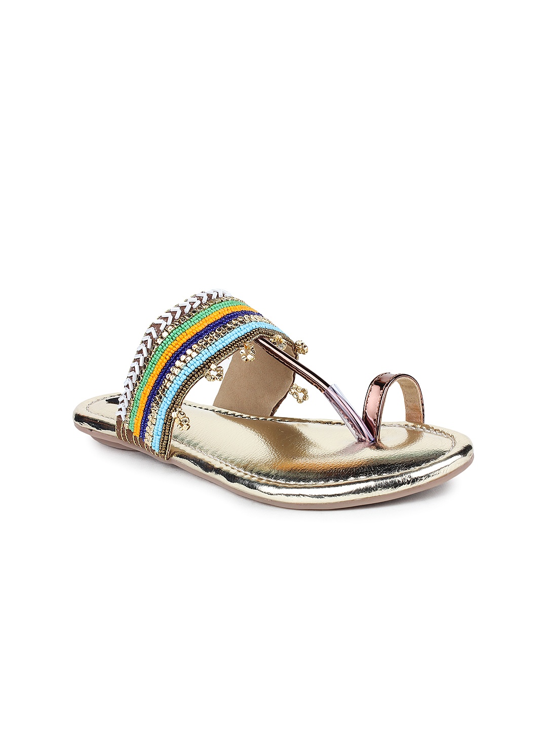 

Shoetopia Women Copper Woven T-strap