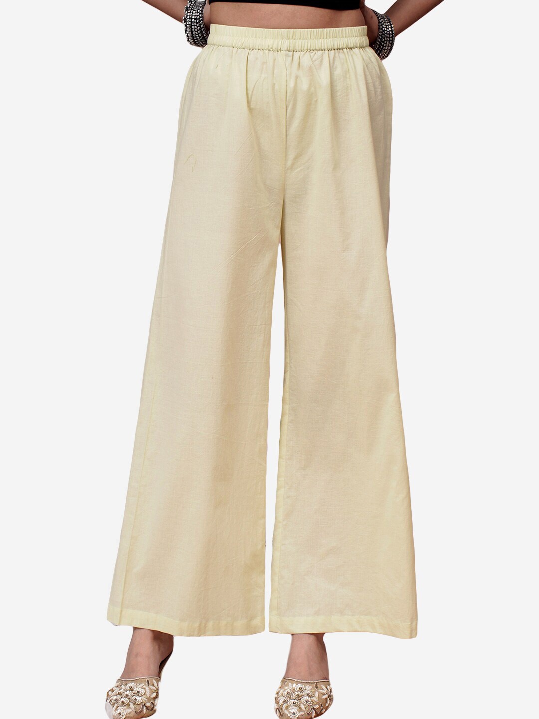 

Alaya By Stage3 Women Yellow Cotton Flared Palazzos