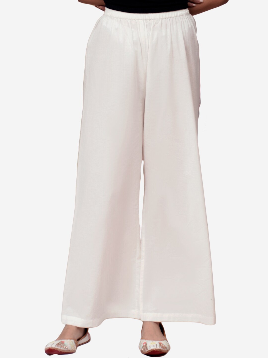 

Alaya By Stage3 Women White Flared Cotton Palazzos