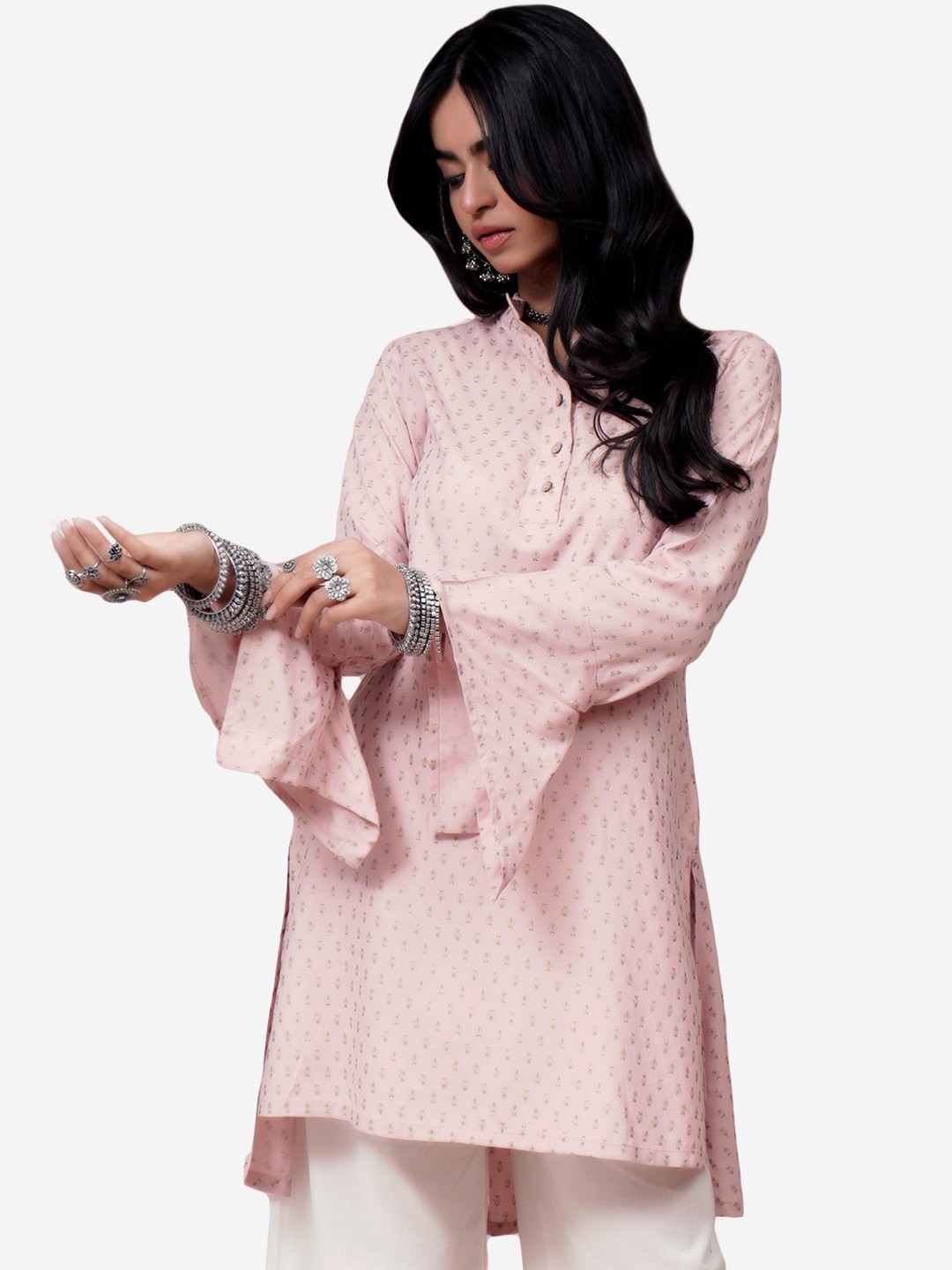 

Alaya By Stage3 Women Pink Flared Sleeves Kurta