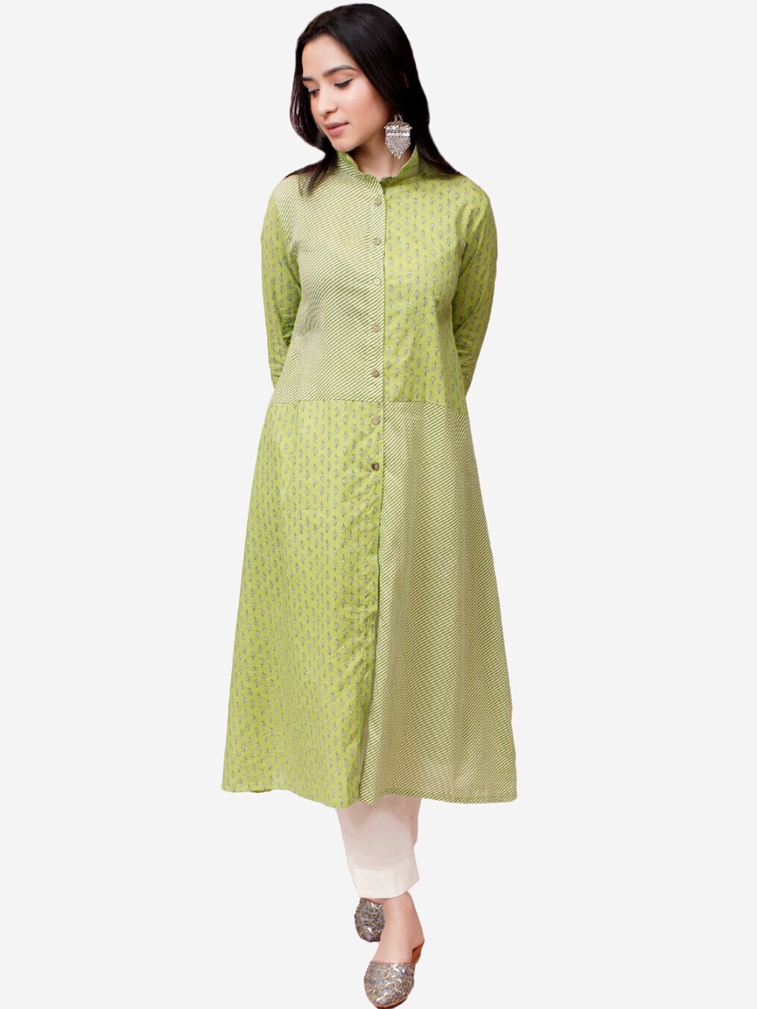 

Alaya By Stage3 Women Green Printed Anarkali Kurta