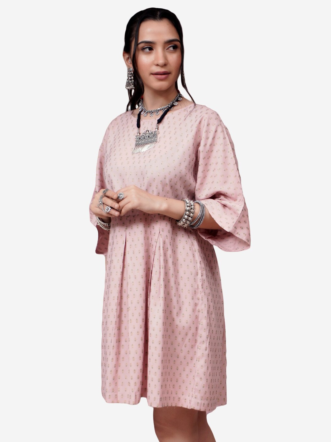 

Alaya By Stage3 Pink Tie-Up Neck Dress