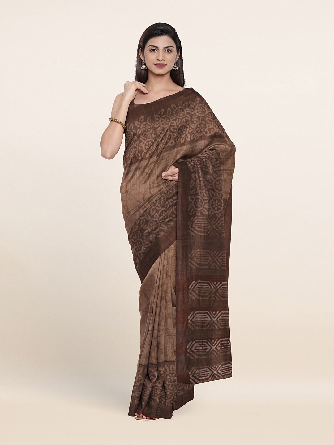 

Pothys Brown Ethnic Motifs Jute Cotton Saree