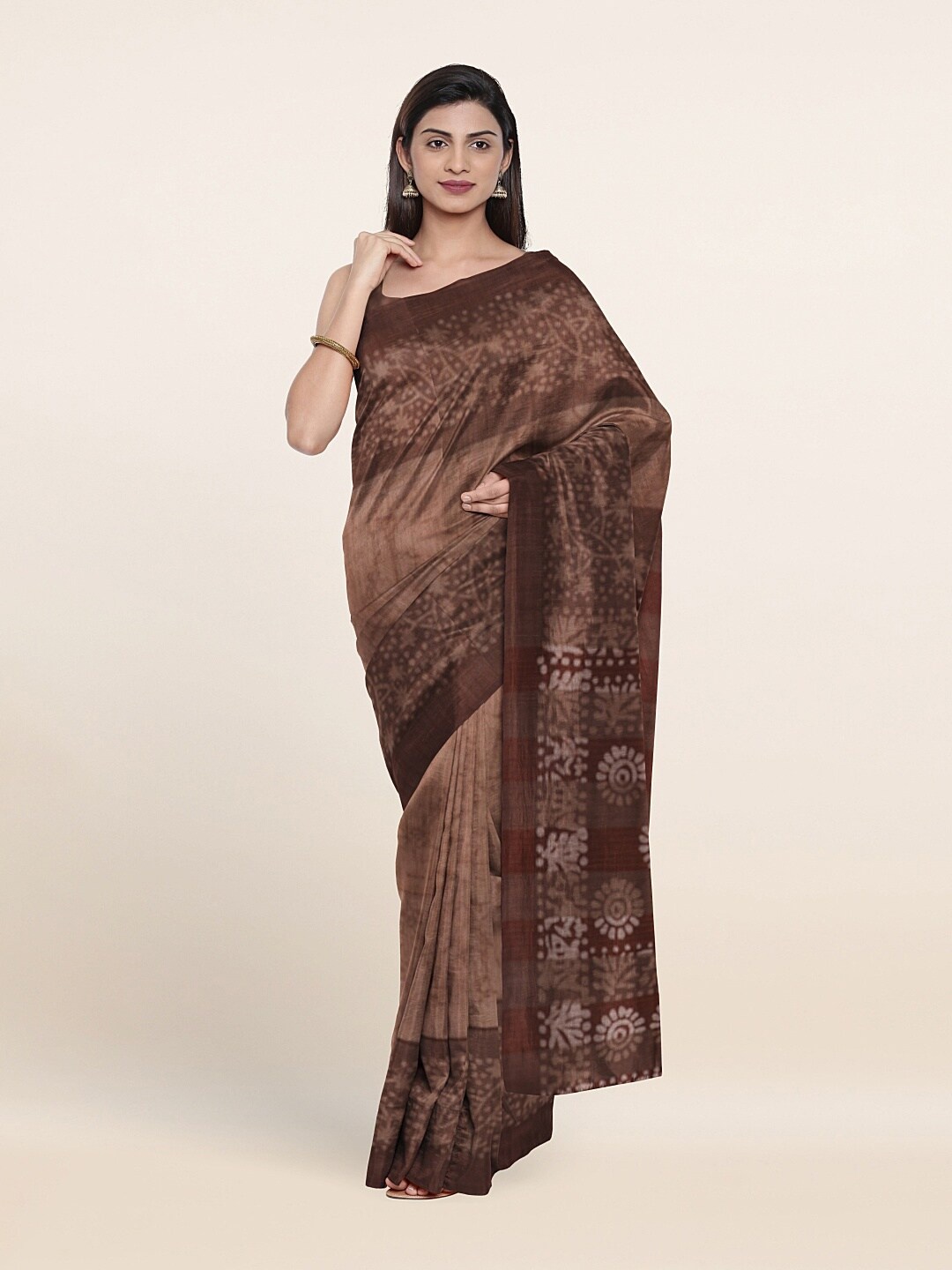 

Pothys Brown Woven Design Jute Cotton Saree
