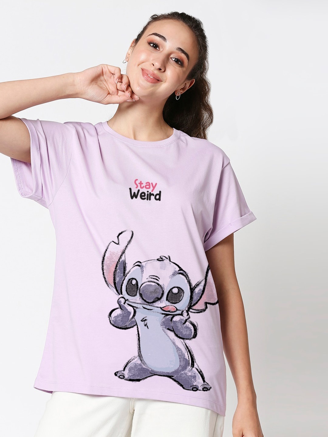 

Bewakoof Women Lavender Printed T-shirt