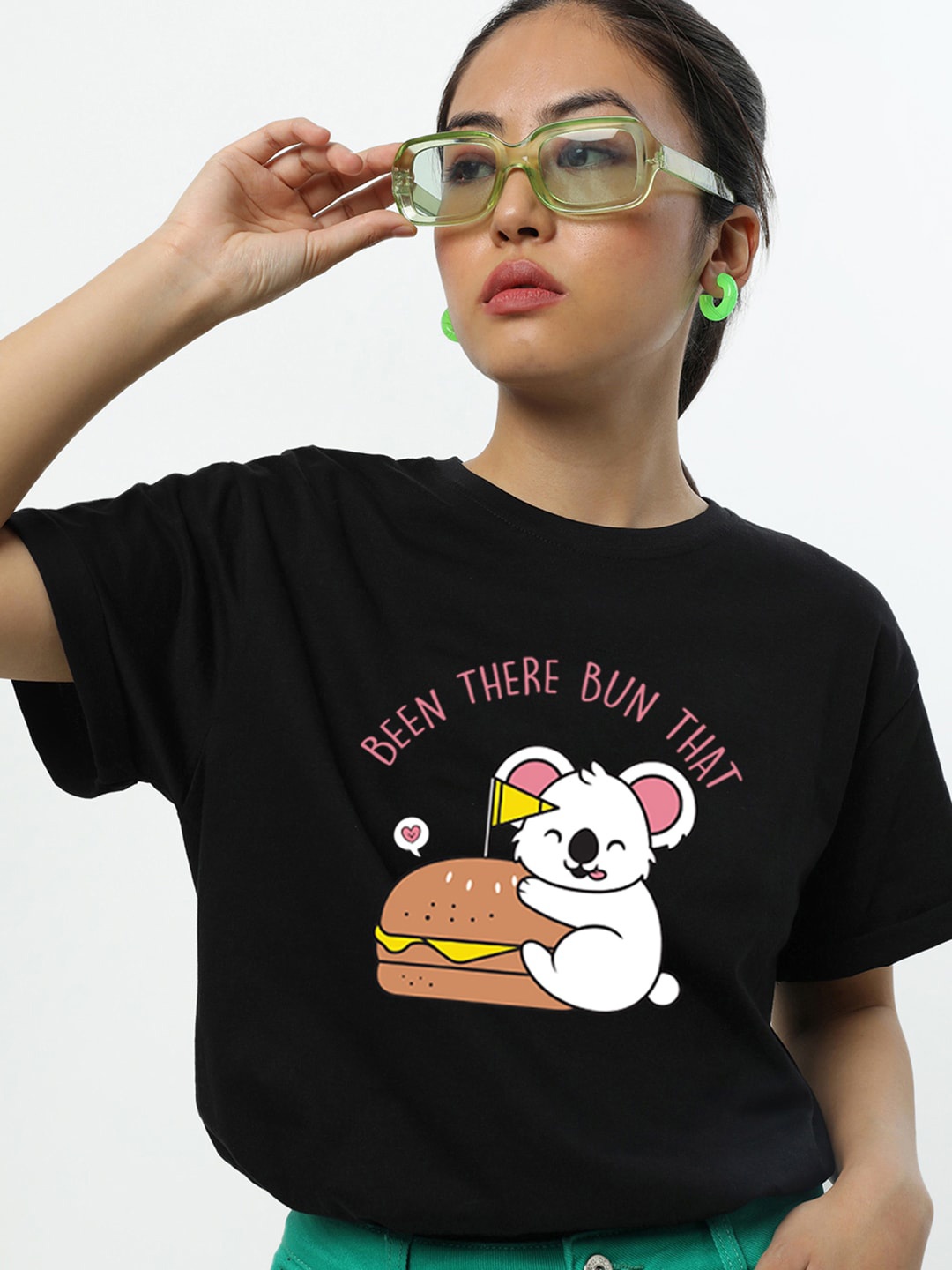 

Bewakoof Women Black & Multicoloured Printed T-shirt