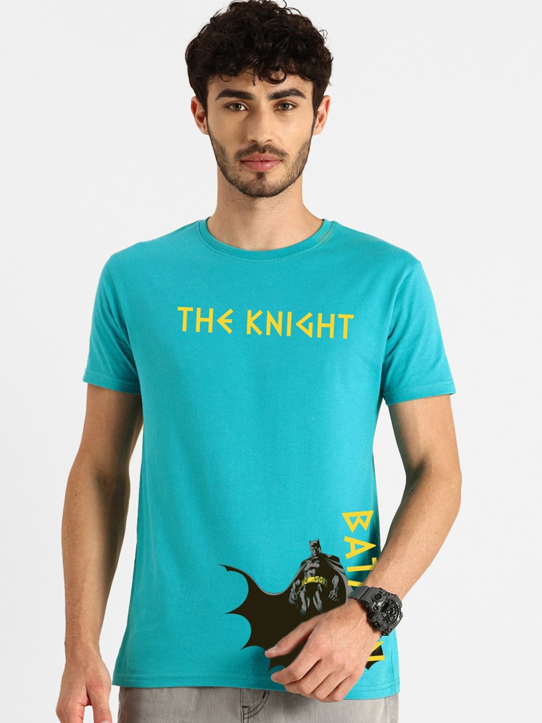 

Bewakoof Men Blue Typography Batman Printed T-shirt