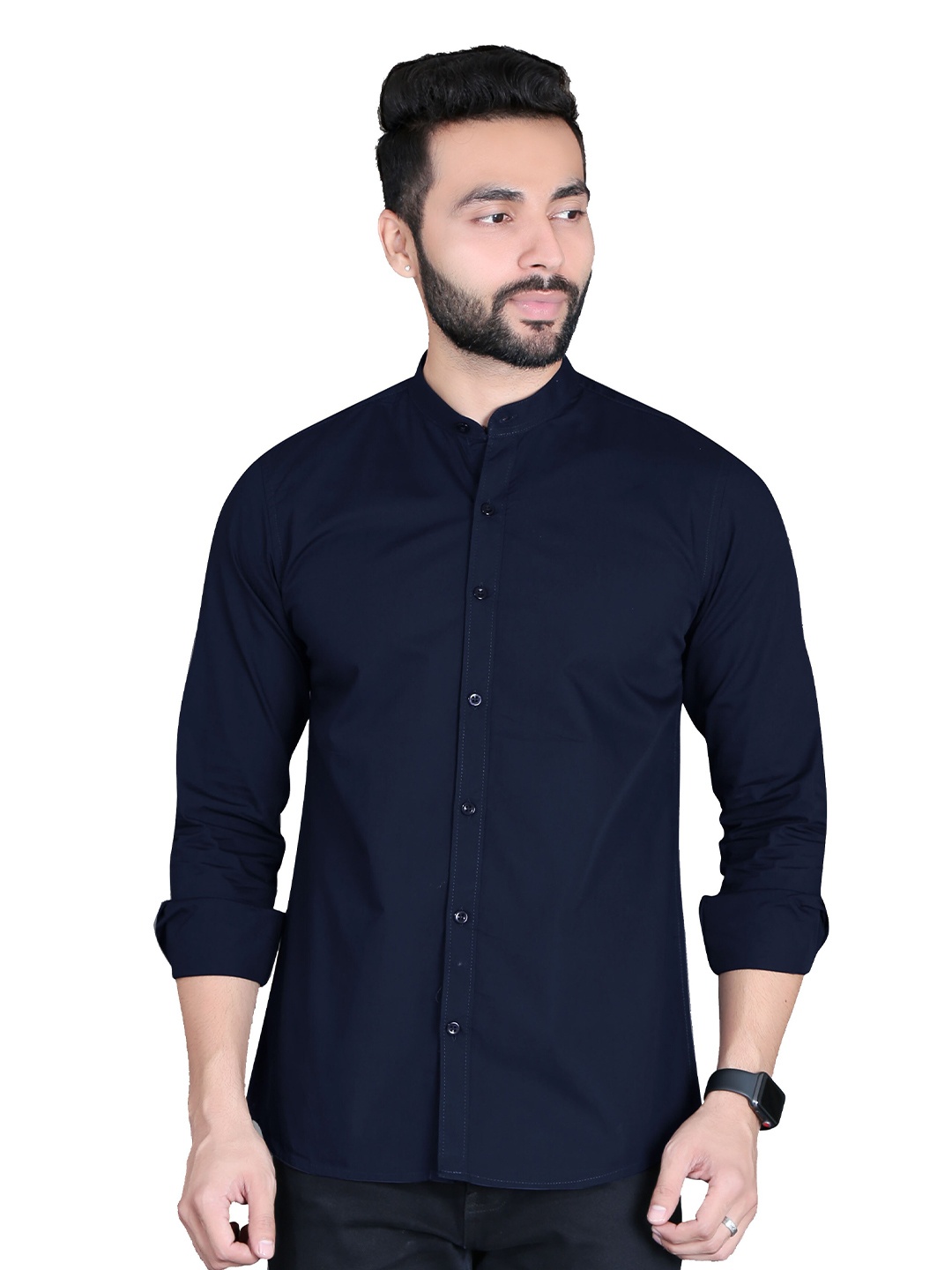 

5TH ANFOLD Men Navy Blue Slim Fit Casual Shirt