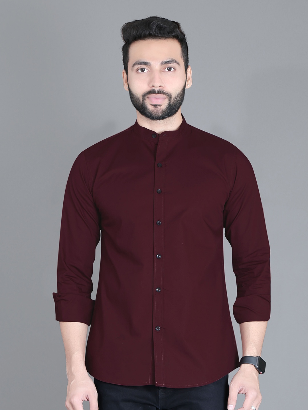 

5TH ANFOLD Men Maroon Slim Fit Casual Shirt