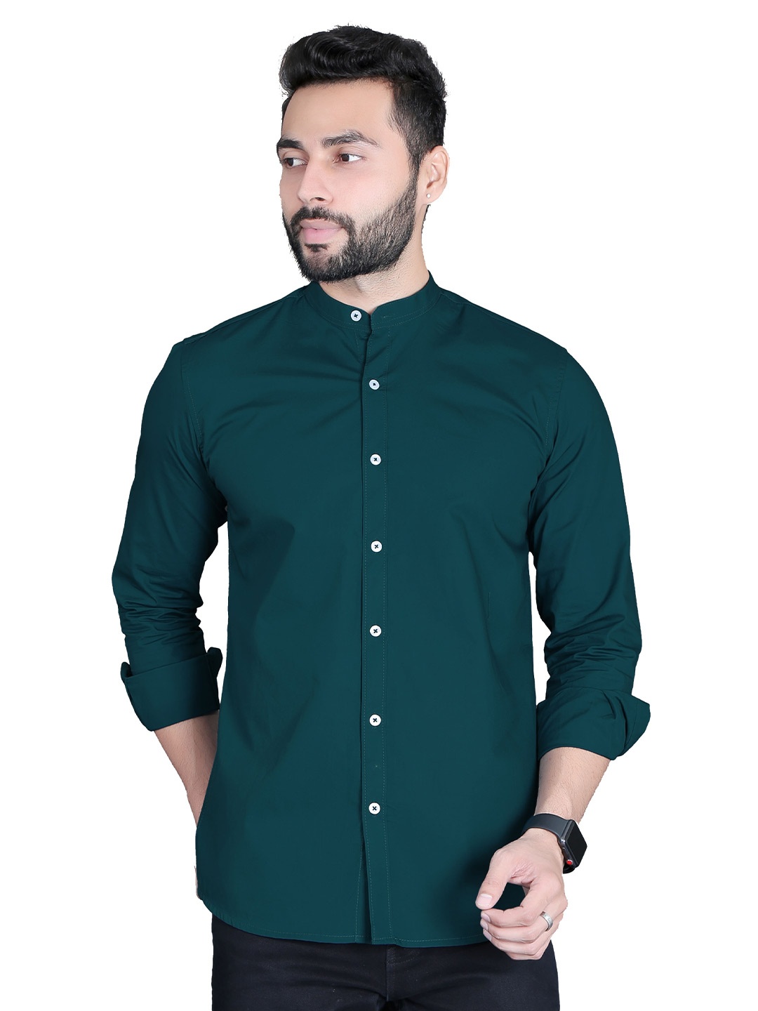 

5TH ANFOLD Men Turquoise Blue Slim Fit Casual Shirt