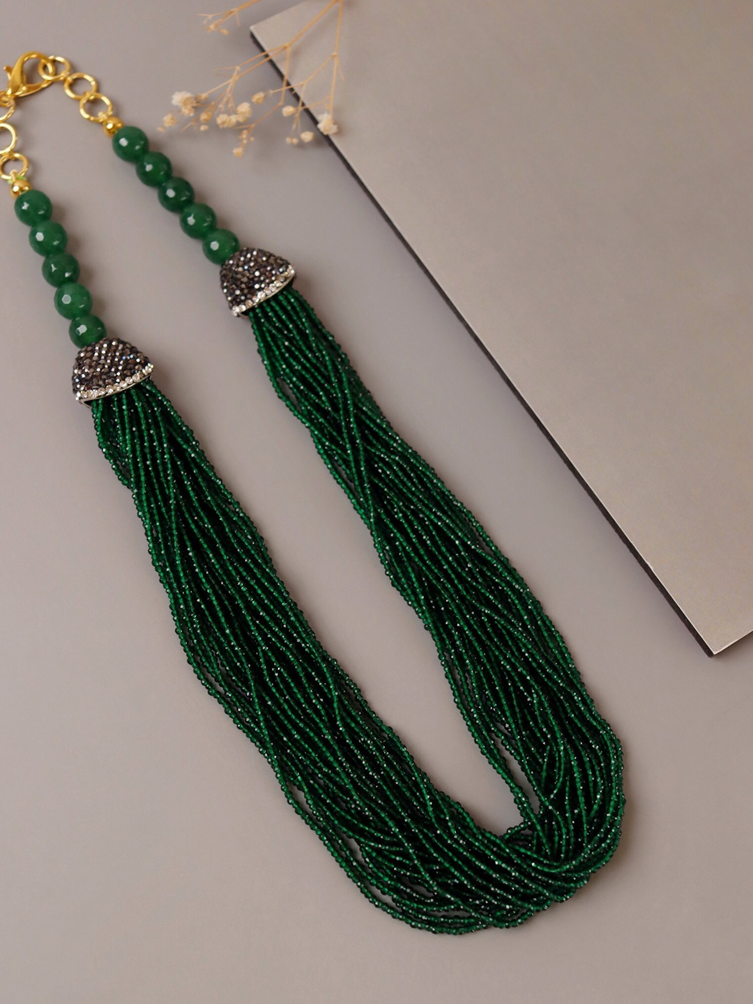 

CURIO COTTAGE Women Green Gold-Plated Handcrafted Necklace