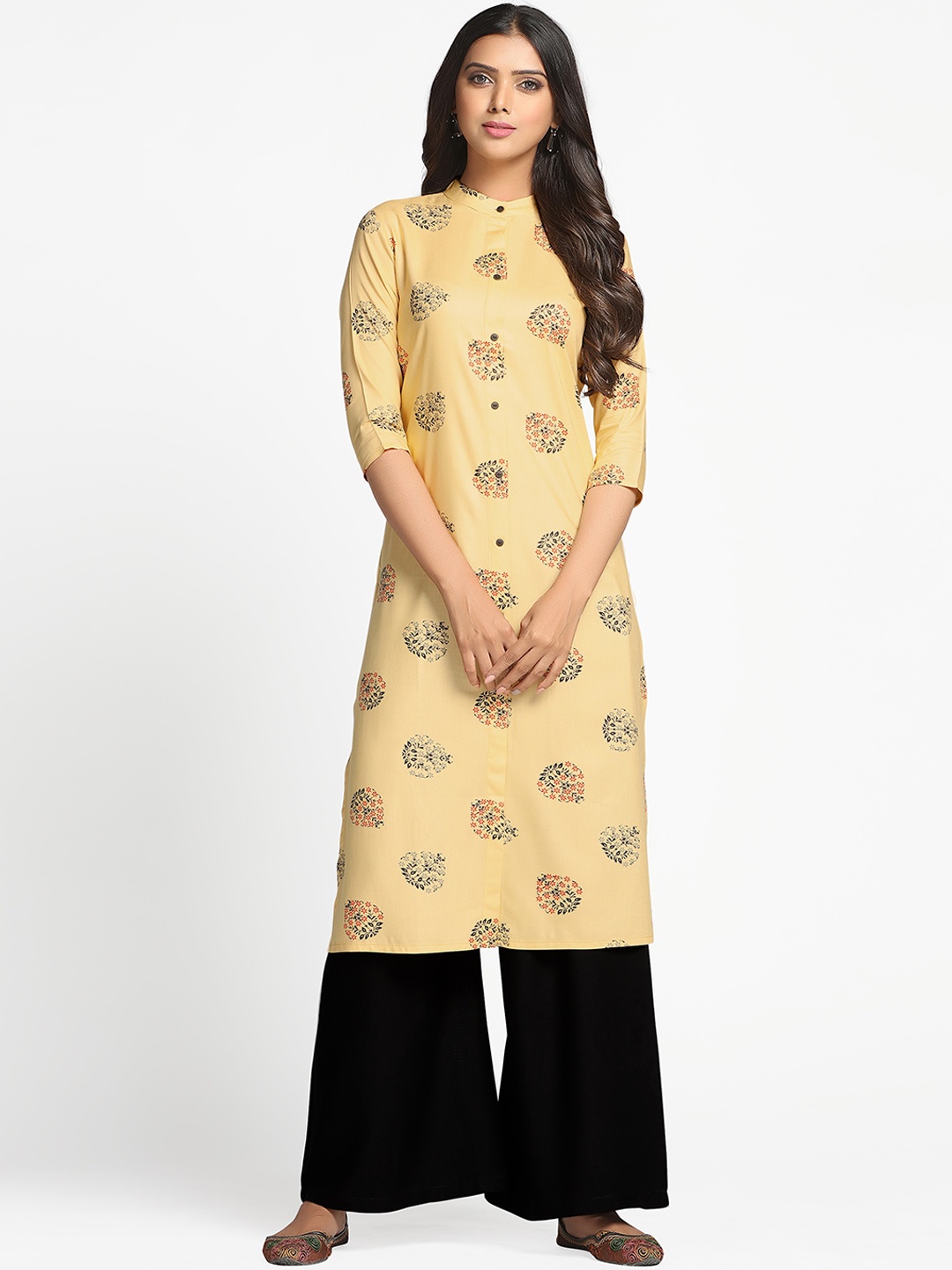 

MIMOSA Women Yellow & Multicoloured Floral Printed Floral Kurta