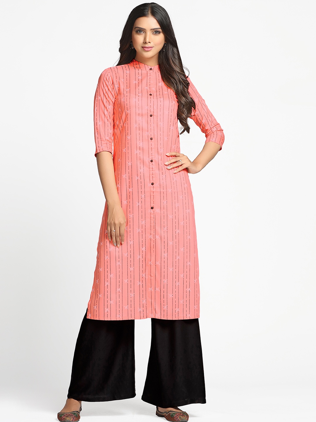 

MIMOSA Women Peach-Coloured Floral Kurta